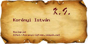 Korényi István névjegykártya